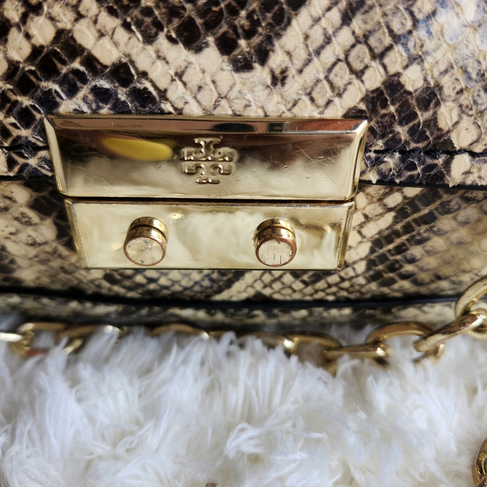 Tory Burch Elise Snake Skin Shoulder Bag - Picture 6 of 14